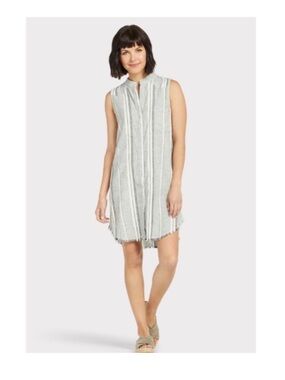 cloth & stone Striped Linen Blend Shirtdress | Size Small